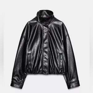 Zara Shiny Black Leather Jacket